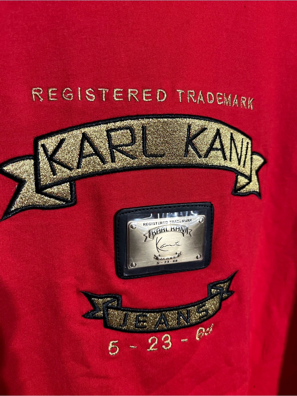 Karl Kani Red Short Sleeve Logo Tee with Gold Accent - Picture 4 of 4